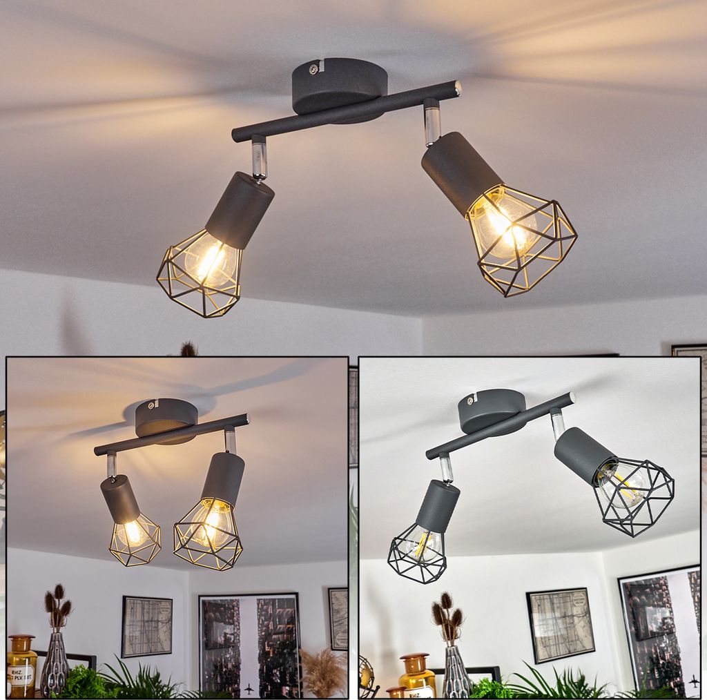 Borio »Borio« Deckenlampe aus Metall in Grau/Chromfarben