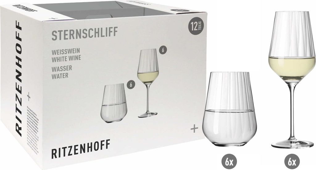 Weißwein- und Wasserglas-Set "Sternschliff" 12-teilig Produktbild 