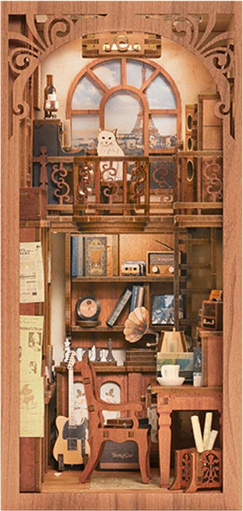 Geheimnisvolle Melodie Bücherstütze - Holz Bastelset, DIY - Deko-Objekt, Geschenk & Sammlerstück