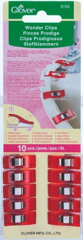 Clover Stoffklammern Wonder Clips in verschiedenen Ausführungen : Rot : 10er Pack