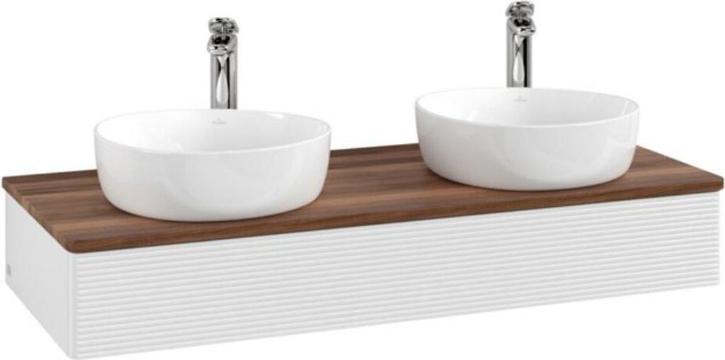 V&B Waschtischunterschrank mit Frontstruktur Antao 120x19x50cm, HL, WBP w. wal, glo wh. Lac
