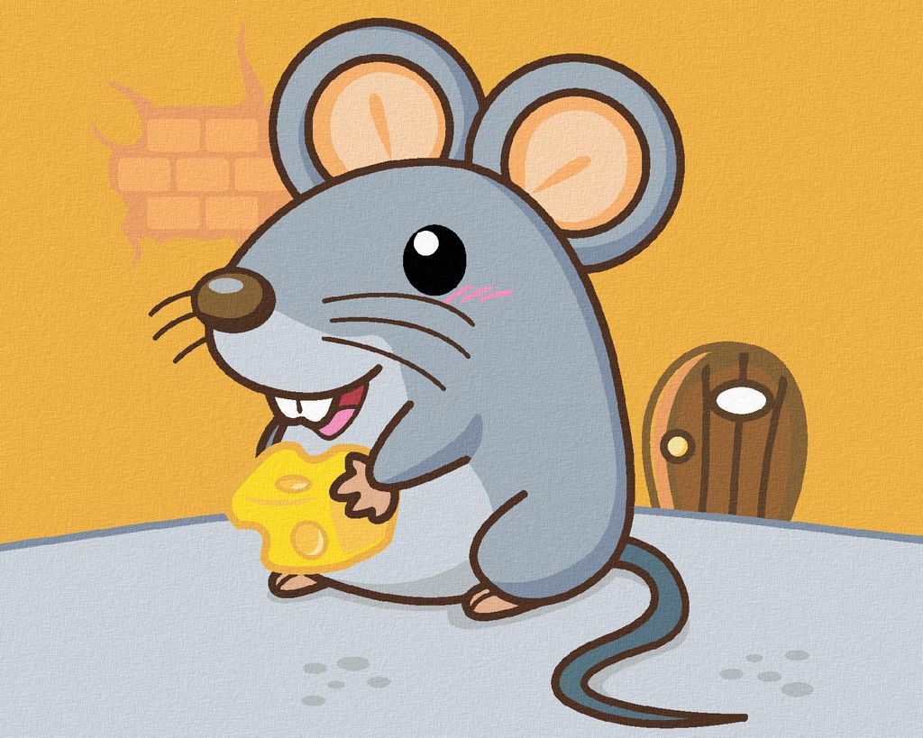 Zuty - Malen nach Zahlen - MAUS MIT KÄSE, 40x50 cm, ohne Keilrahmen
