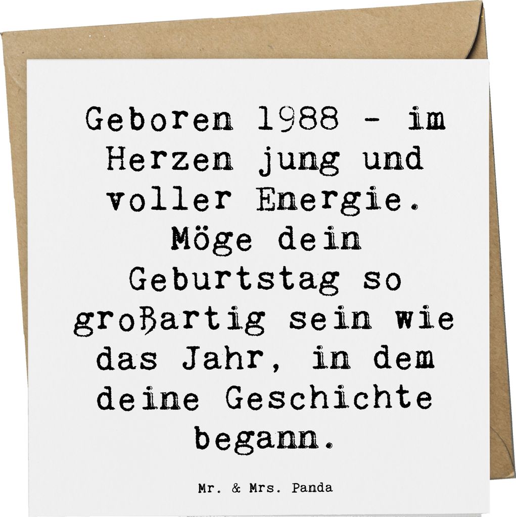 Mr. & Mrs. Panda faltkarte Spruch 1988 Geburtstag - Weiß - Geschenk, jugendlicher Geist, Glückwunschkarte, Nostalgie, Alter, anlasskarte, Happy B...