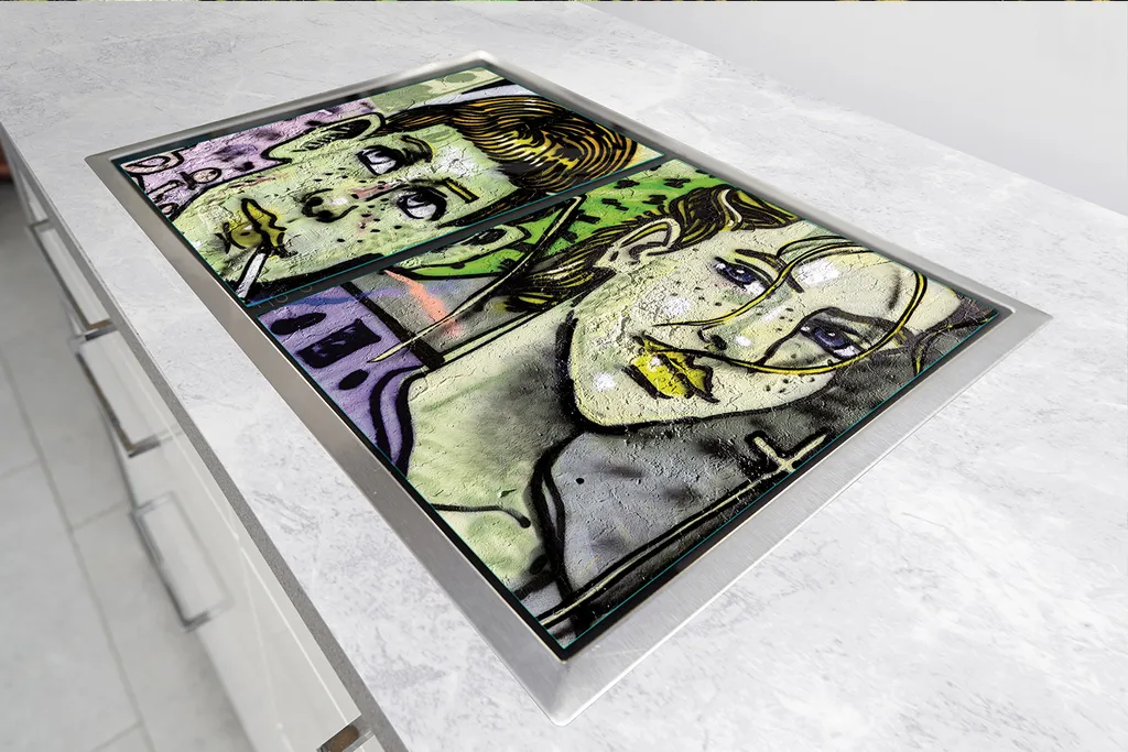 Copri Piano Cottura in Ceramica 90x52 Graffiti - Vetro Temperato Design - 6