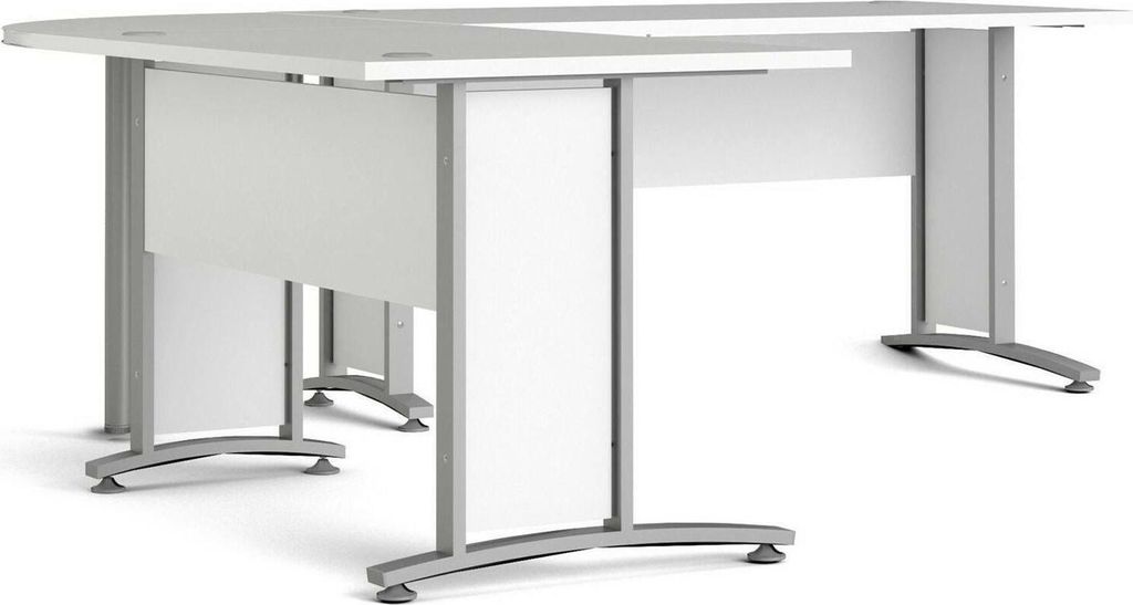 Schreibtisch Tanya, Mehrzweckschreibtisch, Bürotisch für PC, Eckschreibtisch, 230x200 h75 cm, Weiß und Grau