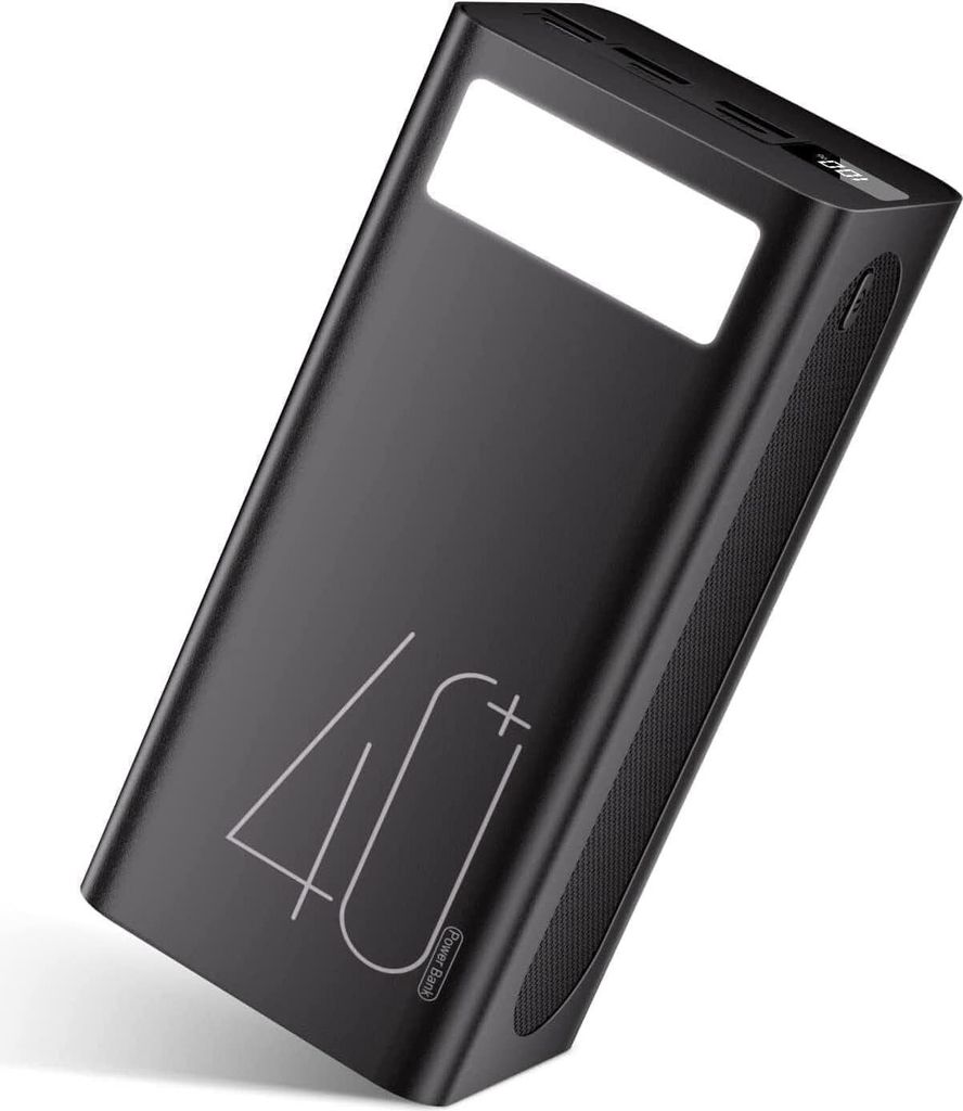 40000 mAh Tragbares Ladegerät mit 18W PD USB-C Schnellladung Powerbank 3 Ausgängen & 3 Eingängen, Taschenlampe, Überhitzungsschutz