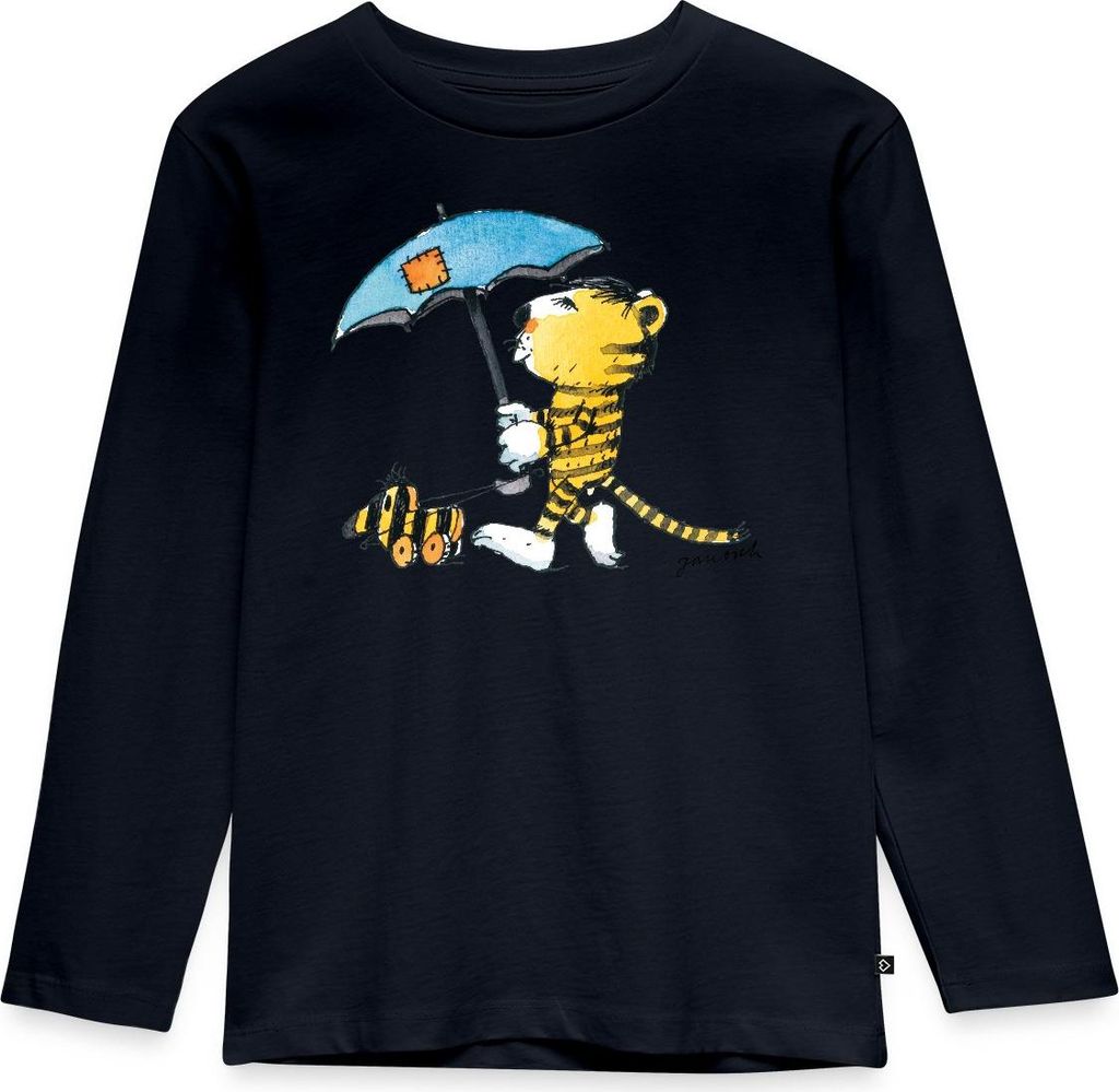 Spreadshirt Janosch Kleiner Tiger Tigerente Mit Schirm Kinder Premium Langarmshirt, 134/140 (8 Jahre), Navy