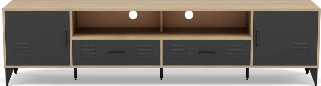 Meuble TV pour grand écran salon style industriel bois noir
