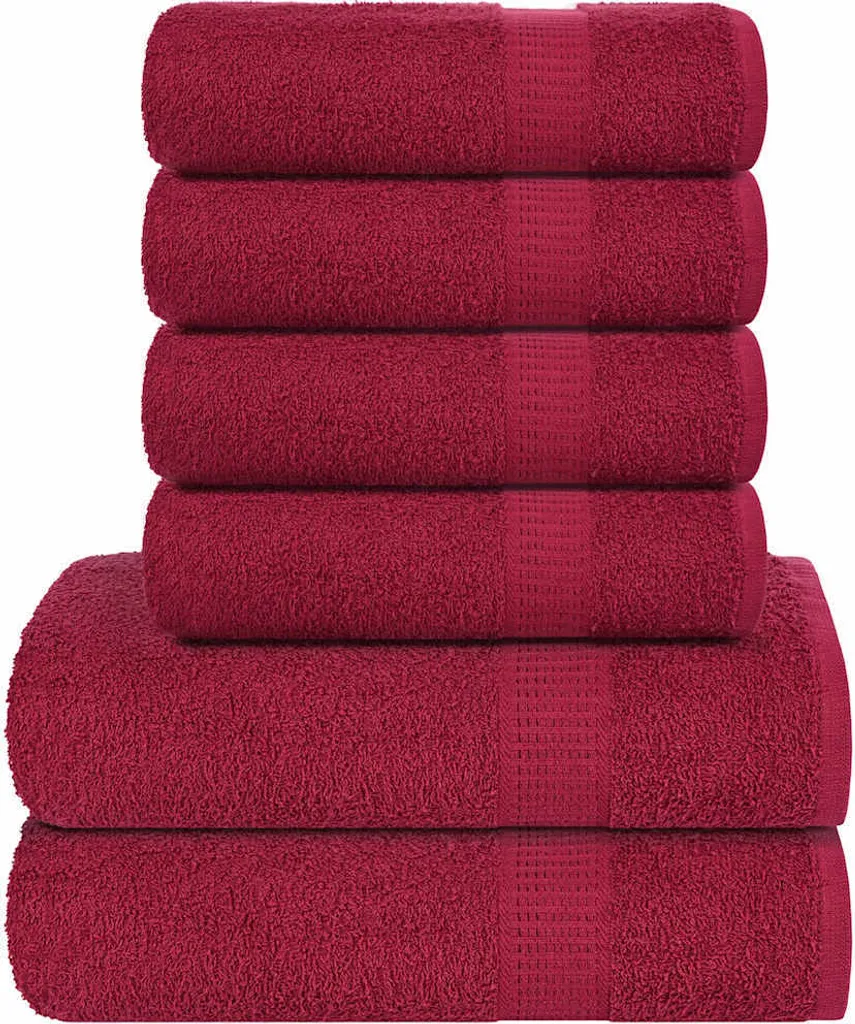Pratico set di asciugamani da 6 pezzi rosso bordeaux 360 g/m² 100% cotone - Asciugamani ,design Möbel 2222635 1pacco