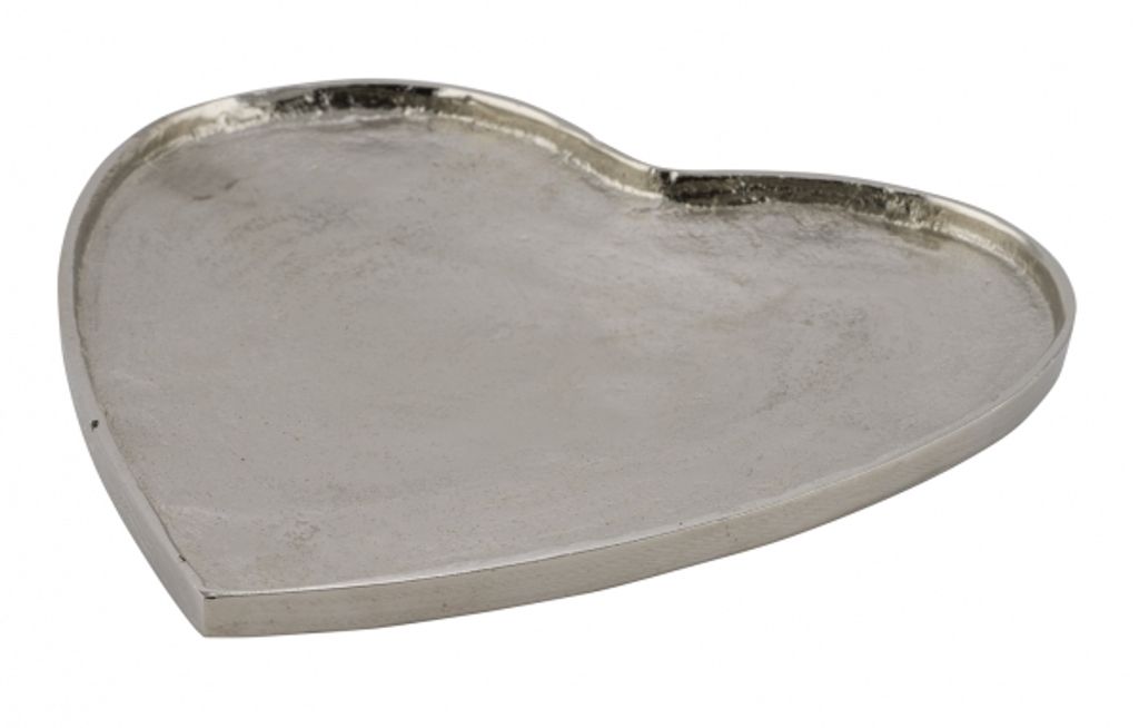 Teller Herz Aluminium silber