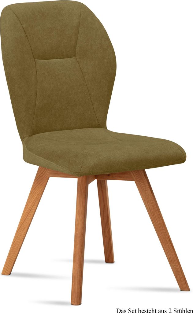 Esszimmerstuhl (2er-Set) Donia 51x92x60 Eiche geölt/Olivgrün