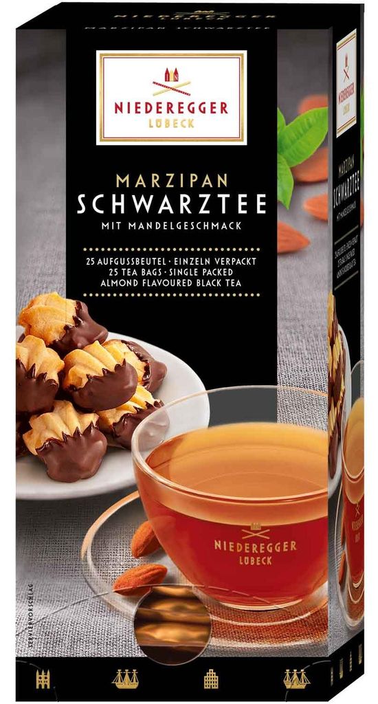 Niederegger - Marcipánový čierny čaj (balenie 25x7,5g) Obrázok produktu 