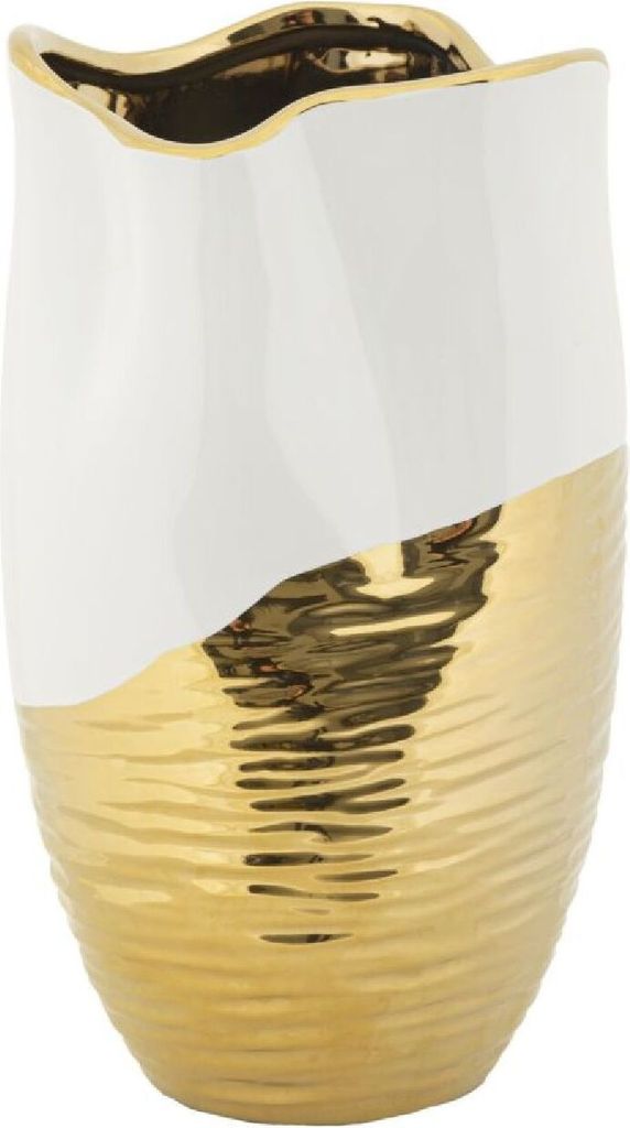 Mauro Ferretti Vase Lux Ø 20x35 cm weiß gold