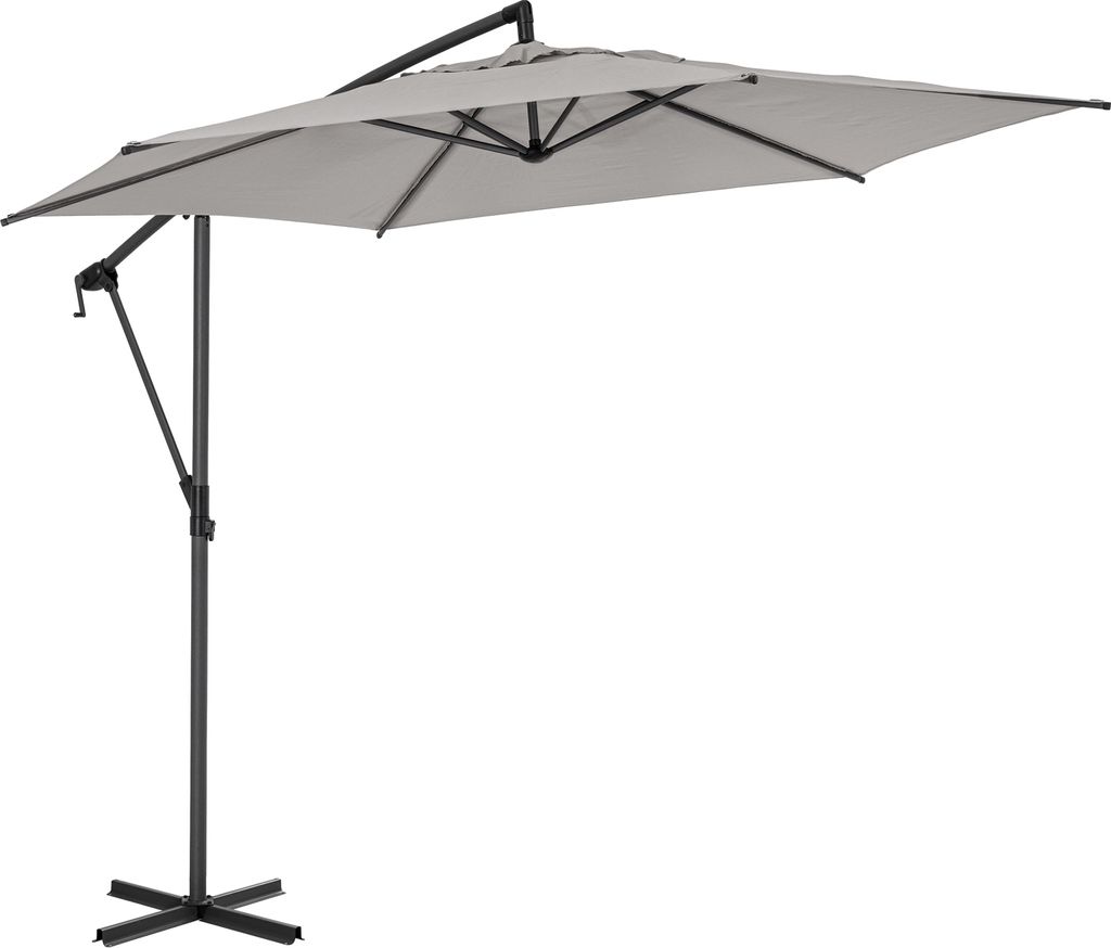 Ampel-Sonnenschirm - Hellgrau - Polyester - Aluminiumgestell - schwenkbar - Ø 300 cm