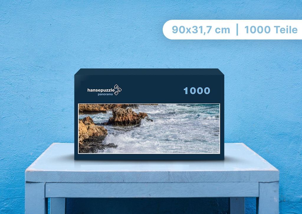 hansepuzzle 100585 - Wellen Puzzle, 1050 Teile, Natur, 60,0 x 46,0cm mit hochwertiger Aufbewahrung, Kartonbox und wiederverschließbarem Beutel