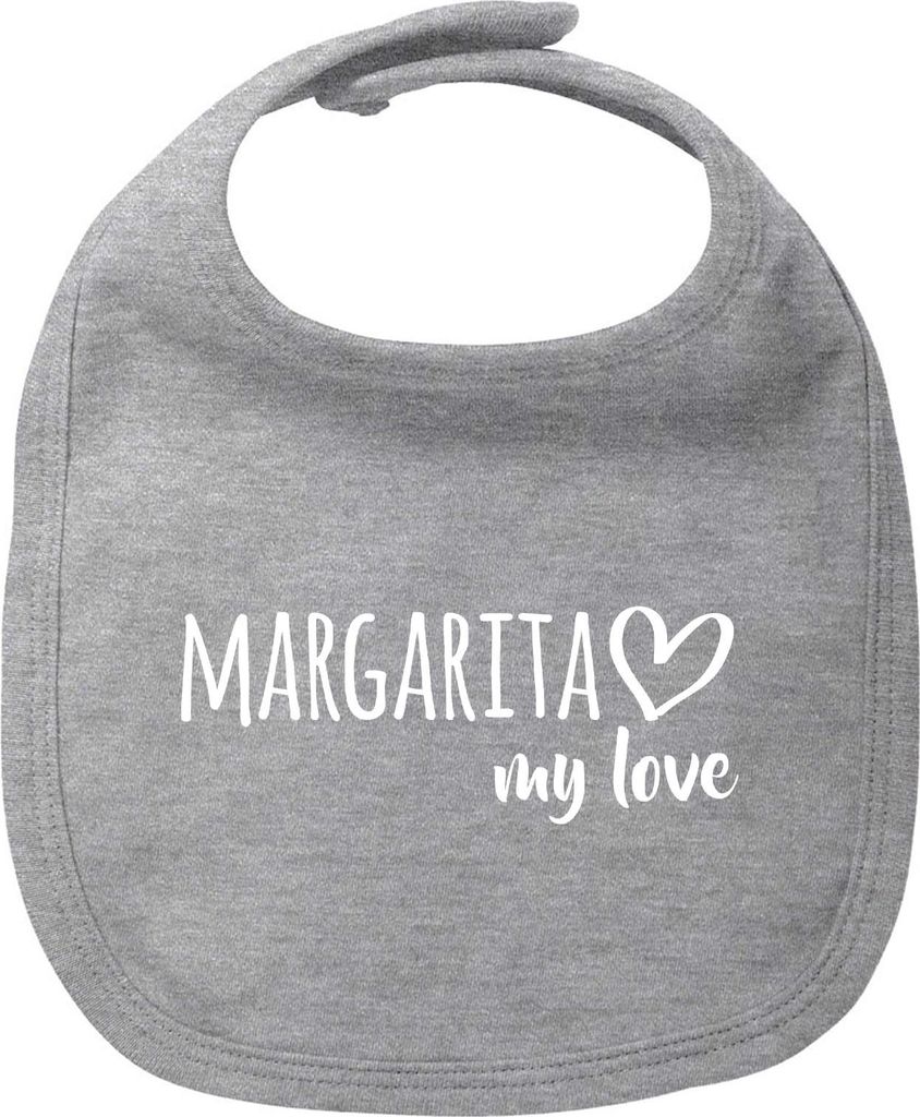 Huuraa Baby Lätzchen Margarita Island my love Heather Grey Klettverschluss Baumwolle Latz Geschenkidee
