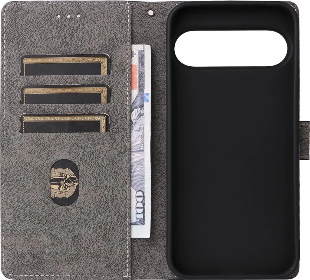 Custodia per Google Pixel 10 Pro XL - Cover portafoglio Phonesta Vintage Skin con cordino staccabile - Nero - 3