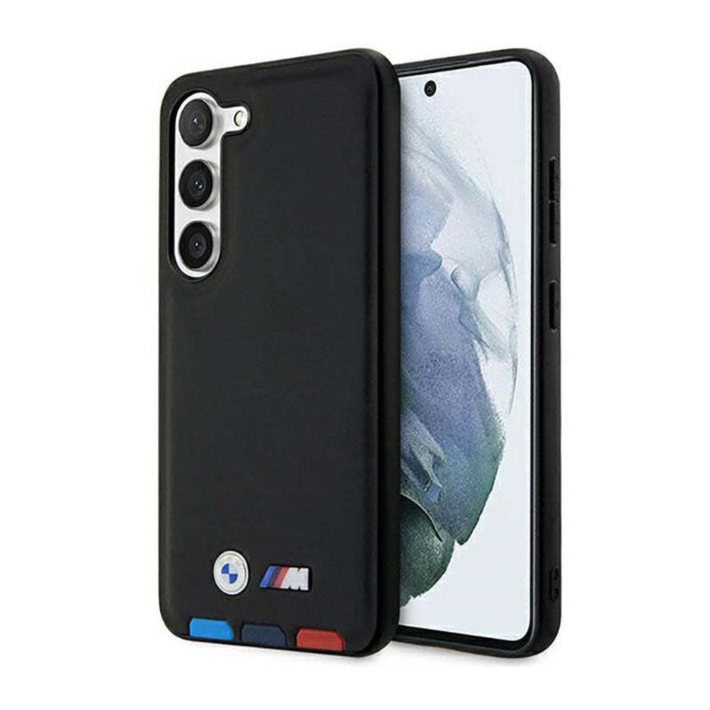BMW Leder Hot Stamp Tricolor - Etui Samsung Galaxy S23+ (czarny)