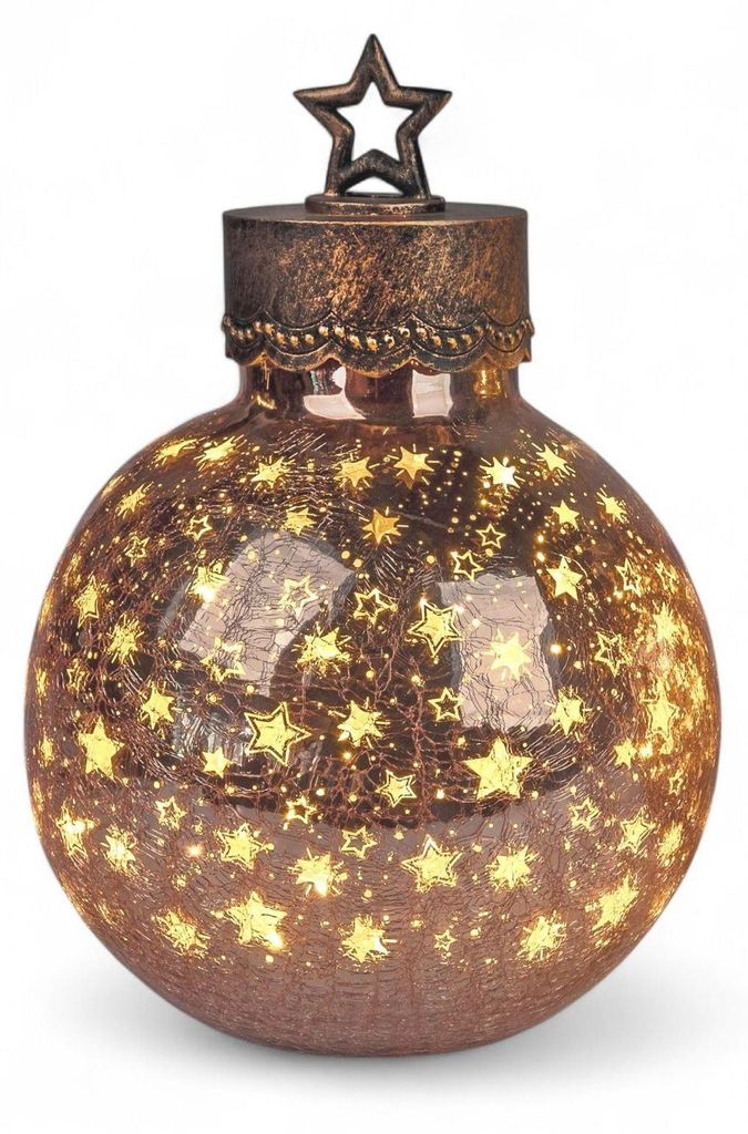 formano LED palla decorativa 30 cm stelle vetro rosa-oro Immagine del prodotto 