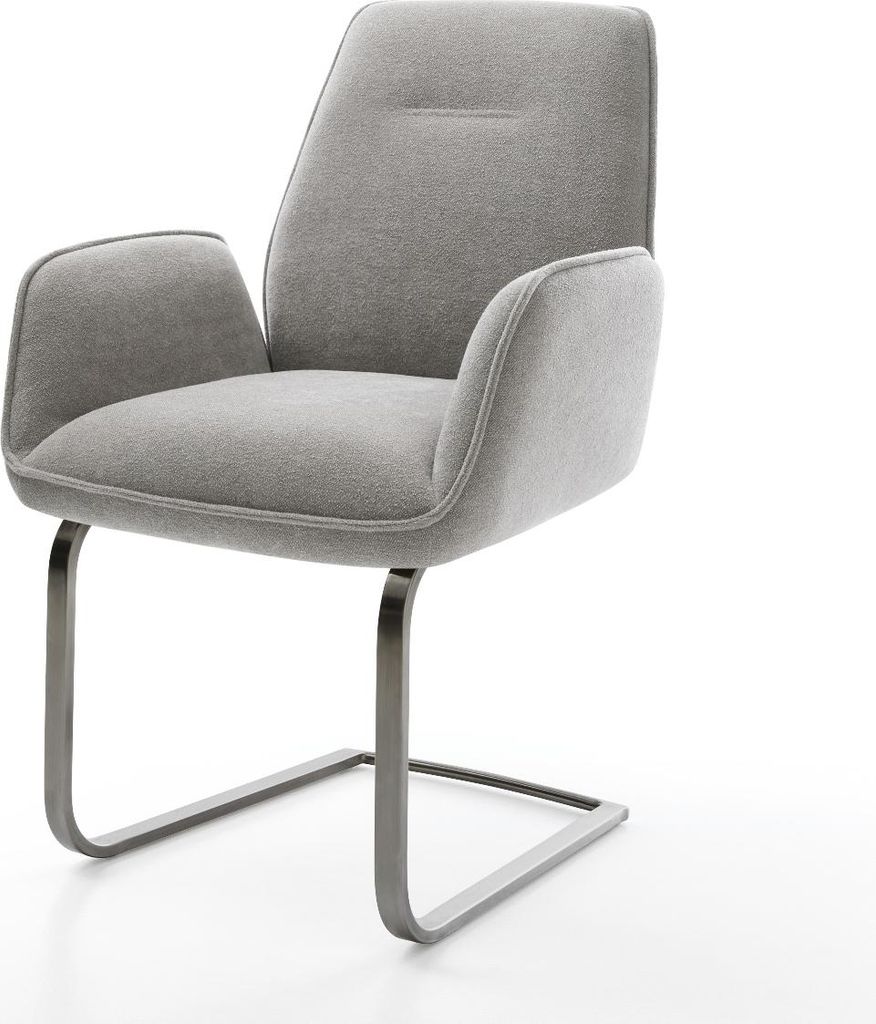 DELIFE Freischwinger Zoa-Flex Strukturstoff Soft Grau Freischwinger flach Graphit Taschenfederkern
