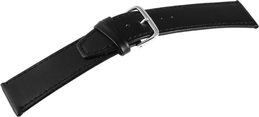 Basic Leder Uhren Armband schwarz glatt flach 22 mm Stegbreite