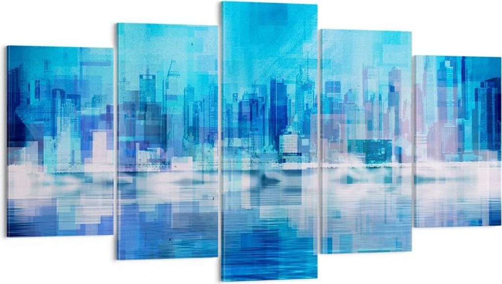 Bild auf Leinwand - Leinwandbild - Stadt Aussicht Wasser - 160x85cm - Wand Bild - Wanddeko - Leinwanddruck - Bilder - Kunstdruck - Wanddekoration -...
