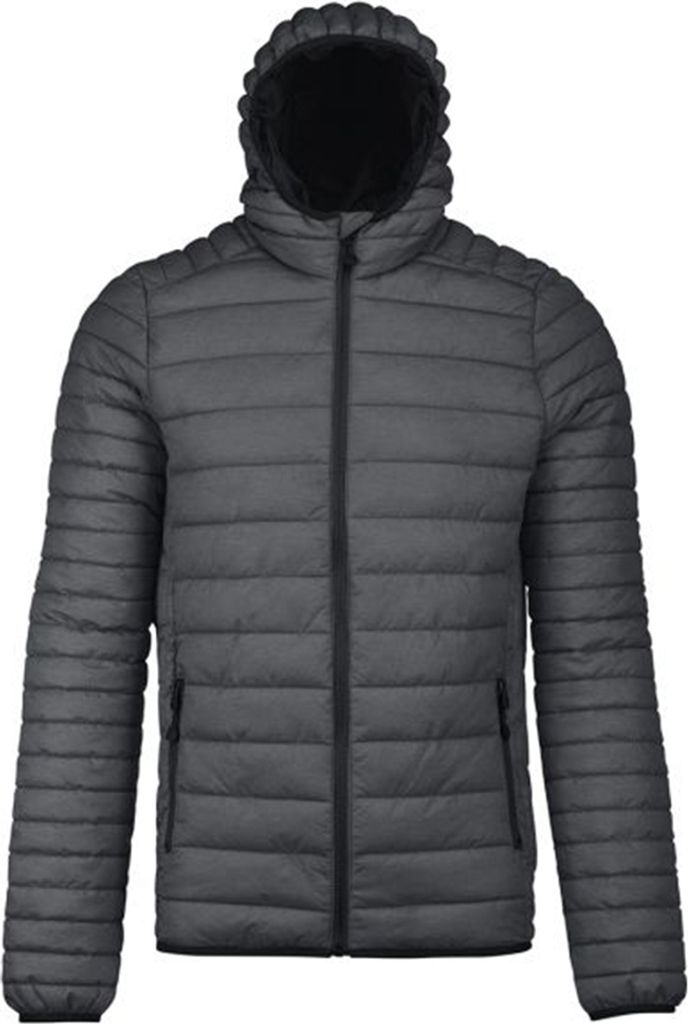 Kariban Herren Daunen-Jacke mit Kapuze PC2666 (2XL) (Dunkelgrau meliert)