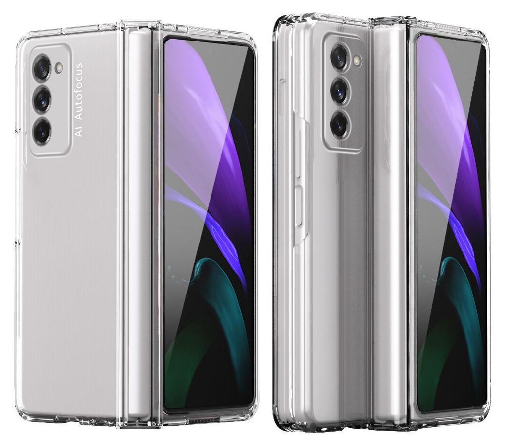 Galaxy Z Fold2 5G Hülle, Scharnierschutz Hartes PC Anti-Kratzer Schutzhülle mit Displayschutzfolie für Samsung Galaxy Z Fold 2 5G Transparent