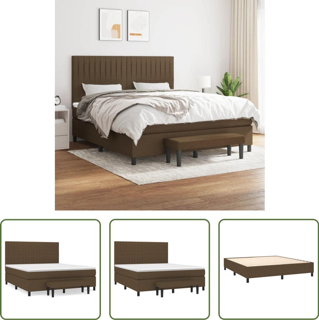 The Living Store Boxspringbett mit Matratze Dunkelbraun 180x200 cm Stoff