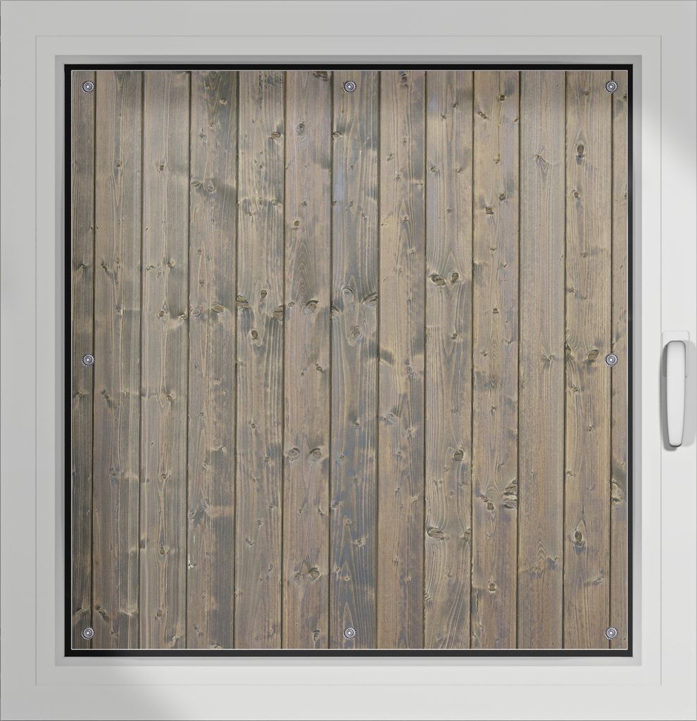 Wallario Lichtschutzbild, Dekorativer Sichtschutz Sonnenschutz 96 x 100 cm mit Motiv: Holzpaneelen in grau braun - Holzmuster mit Maserung - Verdun...