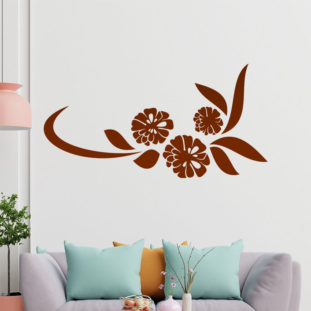 Blume - Linien Wandtattoo in 6 Größen - Wandaufkleber Wall Sticker - Dekoration, Küche, Wohnzimmer, Schlafzimmer, Badezimmer