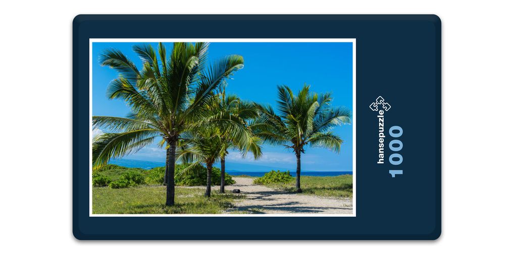hansepuzzle 19608 - Palmen am Strand Puzzle, 1000 Teile, Natur, 60,0 x 46,0cm mit hochwertiger Aufbewahrung, Kartonbox & Beutel