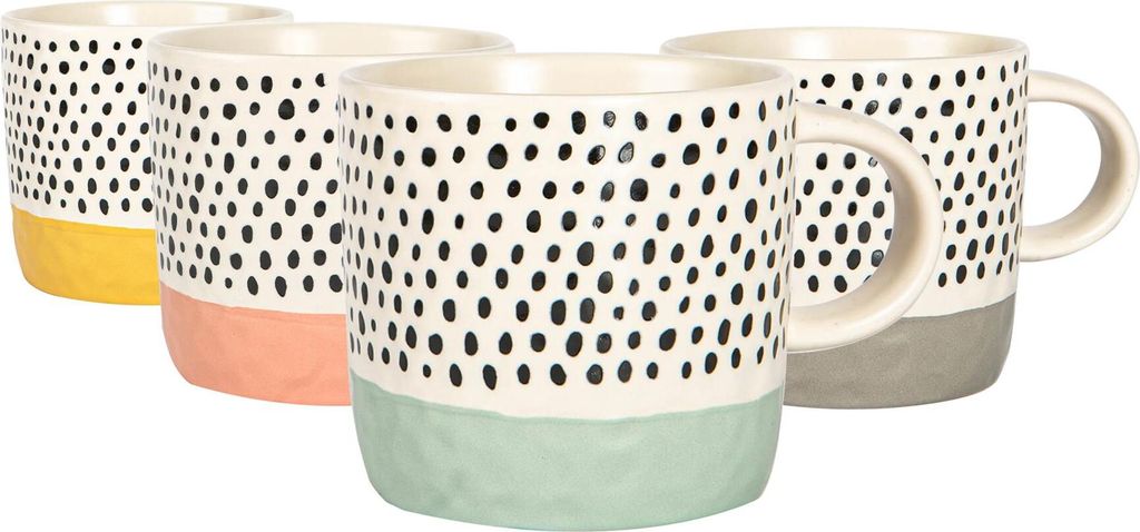 Nicola Spring Keramik-Kaffeetassen mit getauchten Punkten – Produktbild 