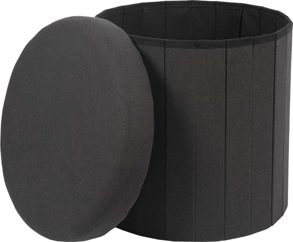 HowHomely Sitzhocker schwarz Pouffe 38 x 38 x 38 cm rund Puff
