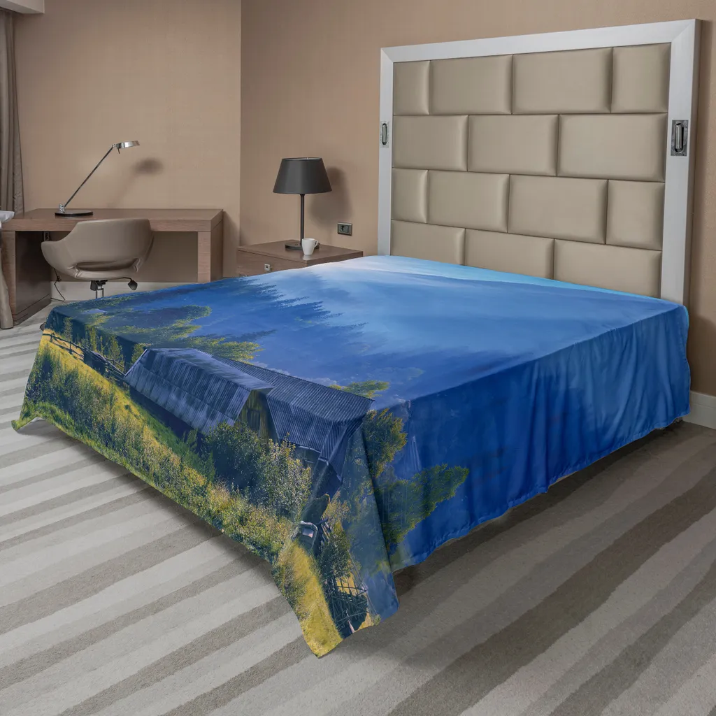 Drap de lit pour chambre parentale style chalet forêt et montagne