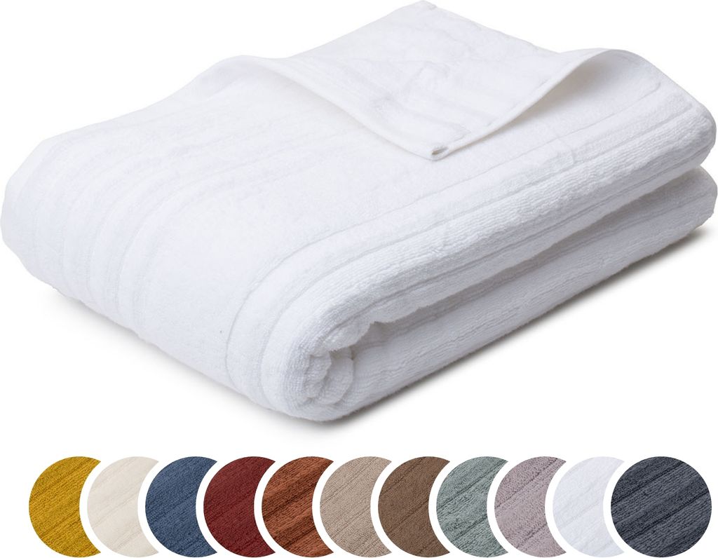 sleepling liebling Saunatuch Luxus Bio Baumwolle, Serie Marseille, 770 gr. / m², 80 x 200 cm, 60 Grad, saugstark, schnelltrocknend, weiß