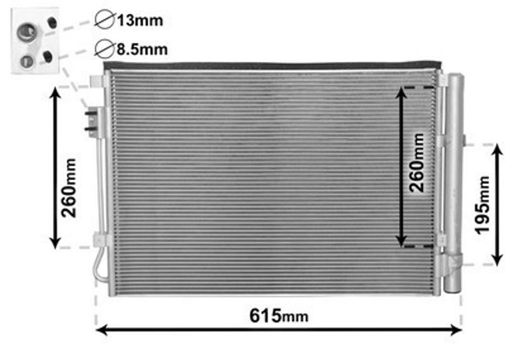 VAN WEZEL 82005207 Kondensator Klimaanlage Klimakondensator für HYUNDAI VELOSTER (FS) +Trockner