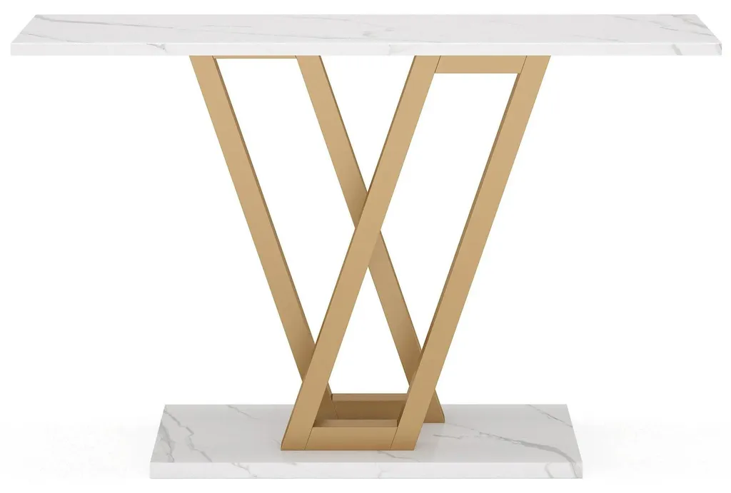 Table console industrielle blanche 110x30 cm pour entrée moderne