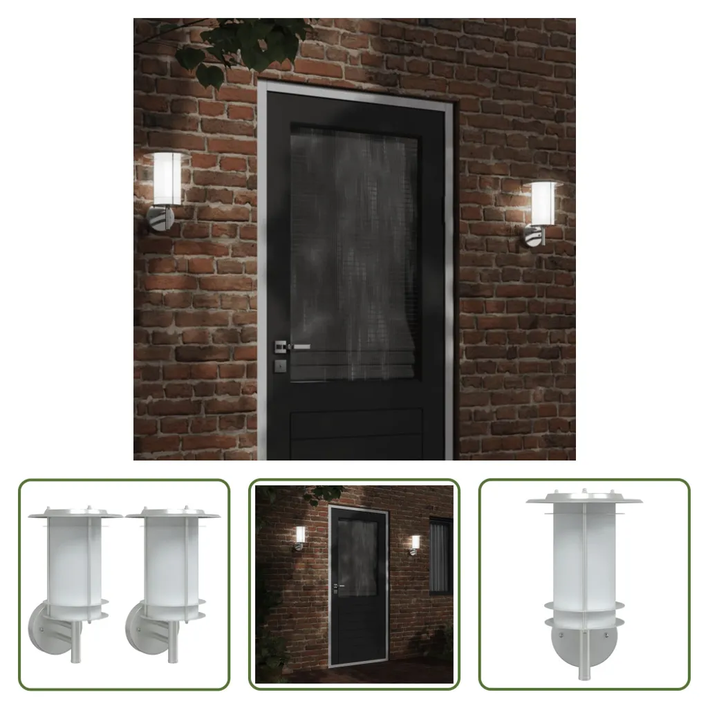 Luci Esterno Acciaio Inox 2 Pezzi Argento | Montaggio Semplice