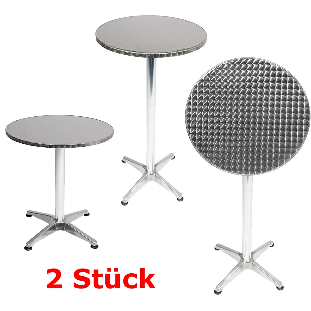 Table haute de balcon ronde Ø60cm argentée pour réception et bar