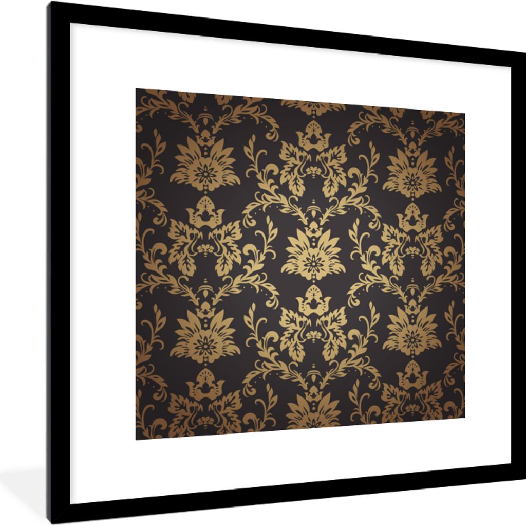 MuchoWow Gerahmtes Poster Blumen - Licht - Vintage 40x40 cm - Poster mit Schwarzem Bilderrahmen Wandposter Rahmen Foto Bilder - Poster - Plakat i...
