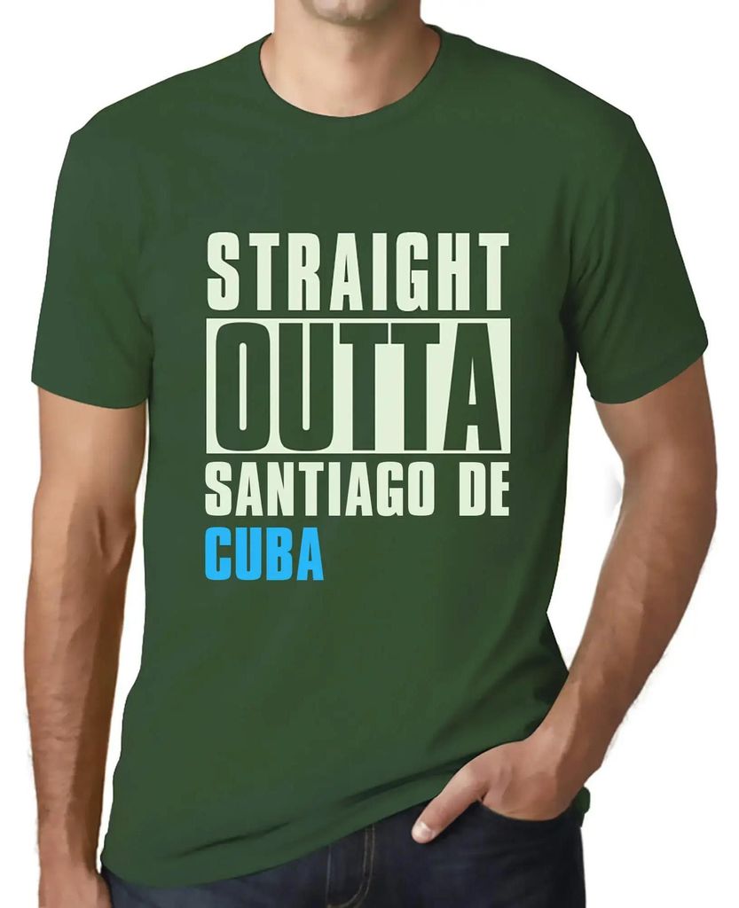 Herren Grafik T-Shirt Straight Outta Santiago De Cuba Öko-Verantwortlich Vintage Jahrgang Kurzarm Lustige Druck Geburtstag Geschenk Mann