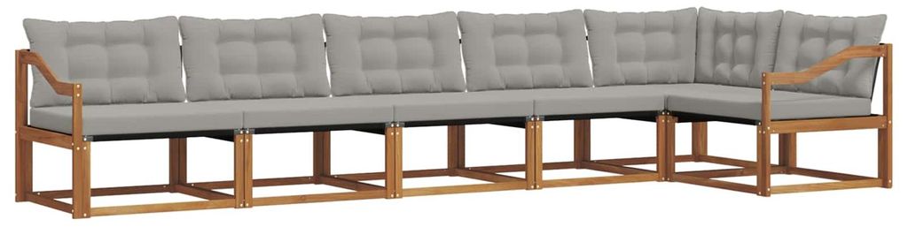 vidaXL Outdoor-Sofagarnitur mit Kissen 6 pcs Natürlich und Hellgrau