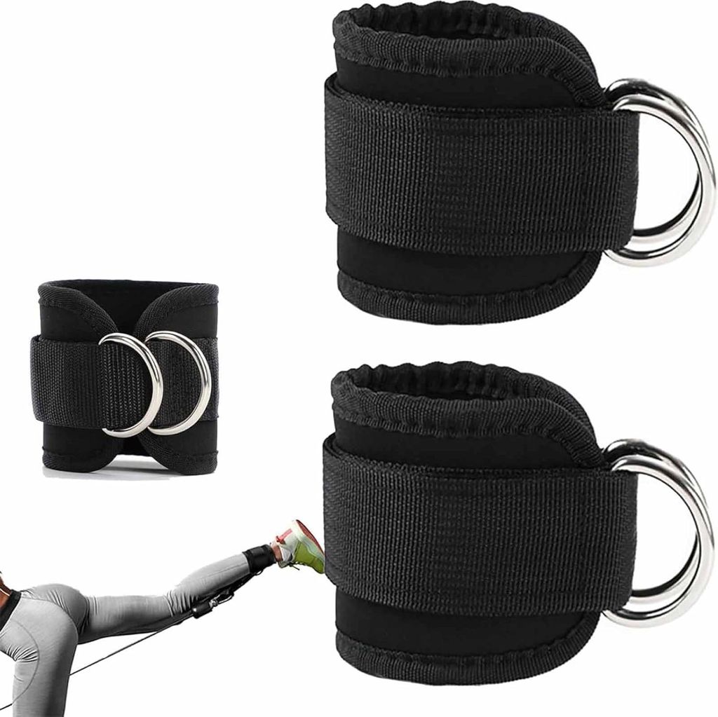 2er Fußschlaufen Kabelzug mit D Ring Karabiner für Fitness Training