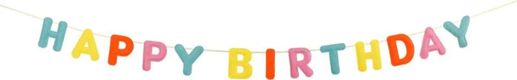Bannière Happy Birthday réutilisable 3m en feutre pour déco durable