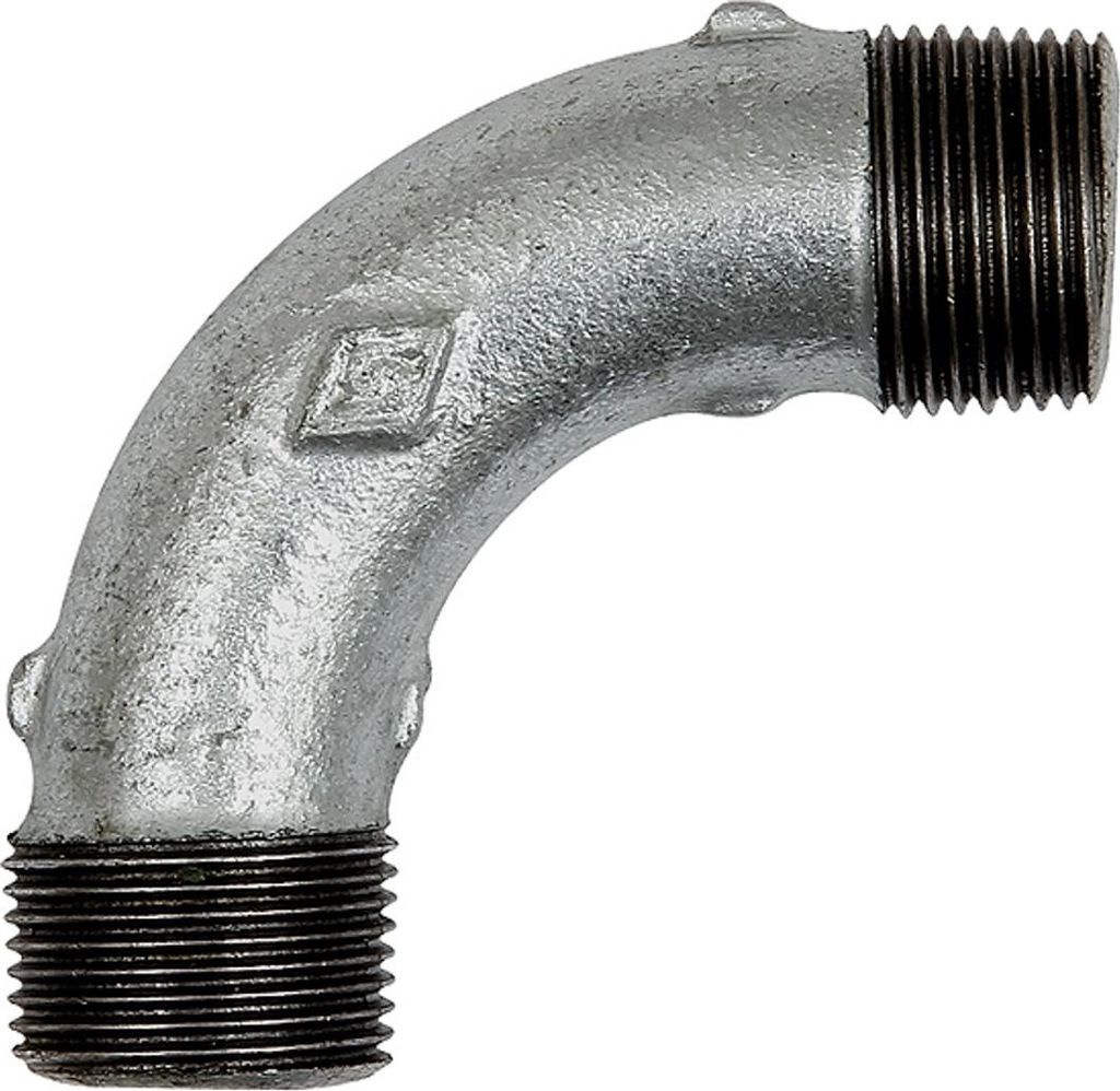 Riegler Bogen 3, lang, 90°, AG/AG, R 3/4, schw. Temperguss feuerverz.