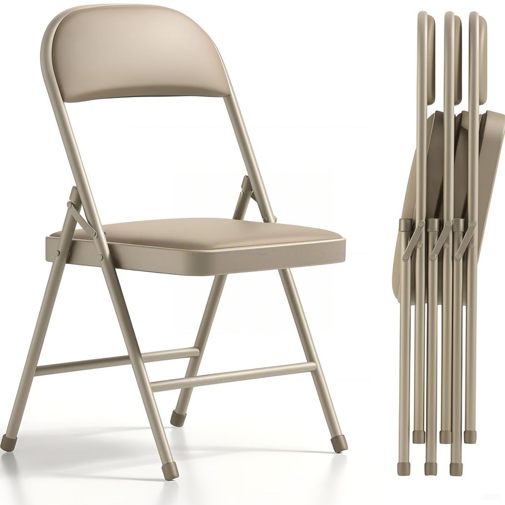 4er Set Klappstühle gepolstert Khaki Kunstleder – bis 204 Produktbild 