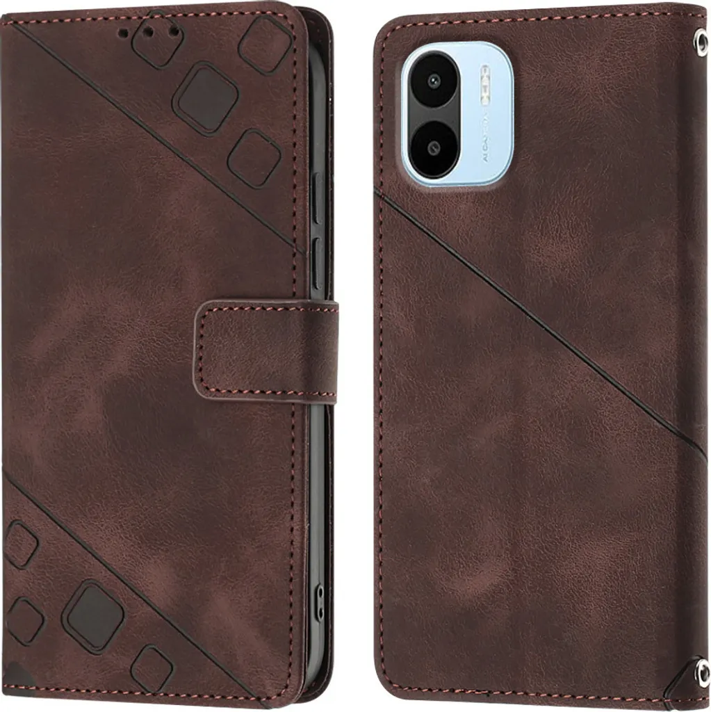 Cover in Pelle per Xiaomi Redmi A1 Business Marrone con Rilievo