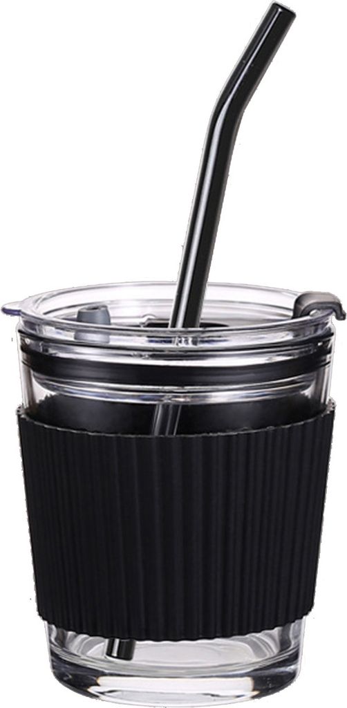 Kaffee-Bier-Wasser-Tasse Trinkbecher mit Deckel mit Strohhalmen Reinigungstuch-Set