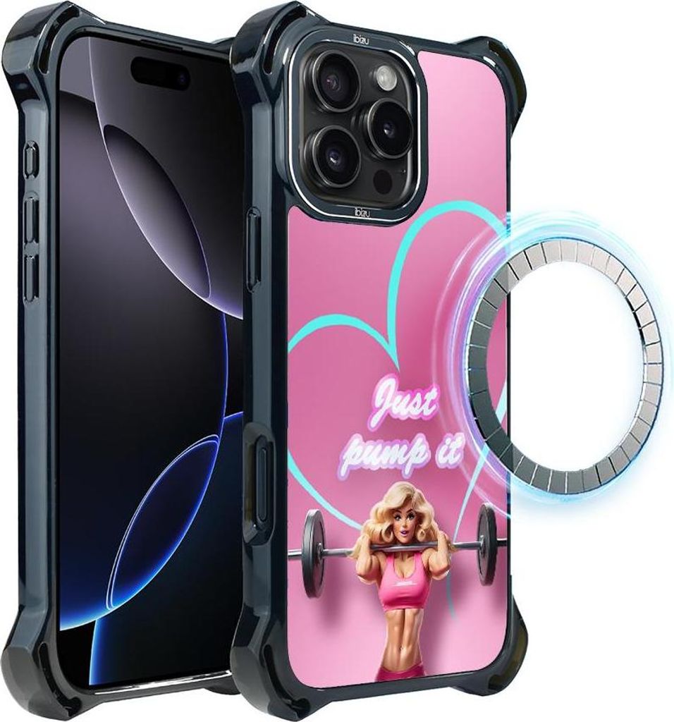 Hülle für iPhone 16 Pro Max IBIZU DropGuard Ultra mit MagSafe, #Move, Pump it love